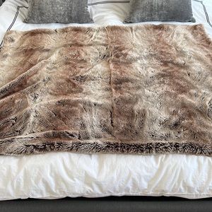 RH Ultimate Faux Fur Blanket - Brown/Gray